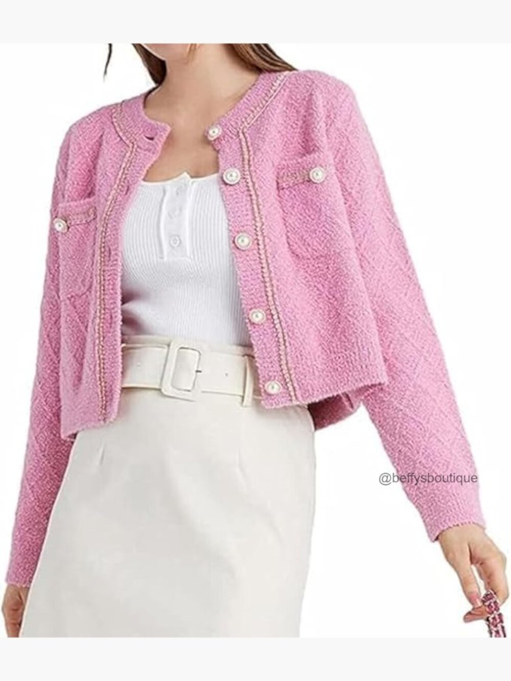 Cropped Knit Cardigan Sweater Long Sleeve Open Front Button Down Jacket